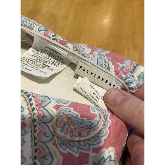 POTTERY BARN BOLSTER,‎ Jane Paisley 12" X 32" Pink Light Blue Throw Pillow - Picture 3 of 7